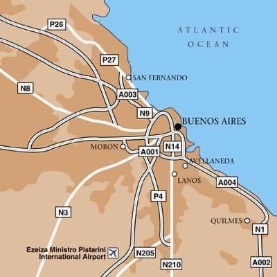 Mapa de los aeropuertos de Buenos Aires