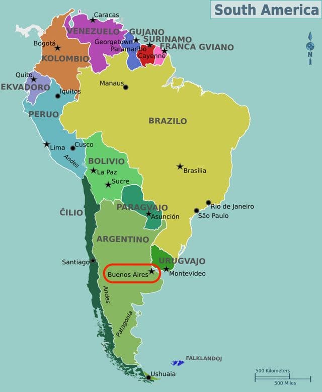Buenos Aires en el mapa de Argentina