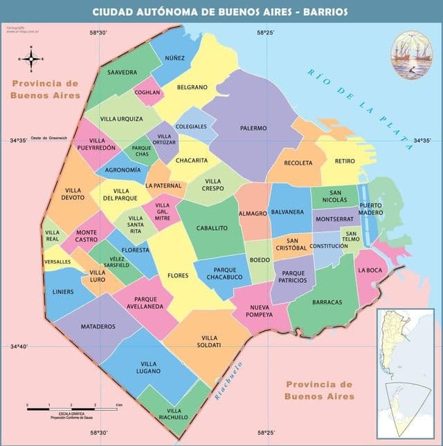 Mapa de los barrios de Buenos Aires
