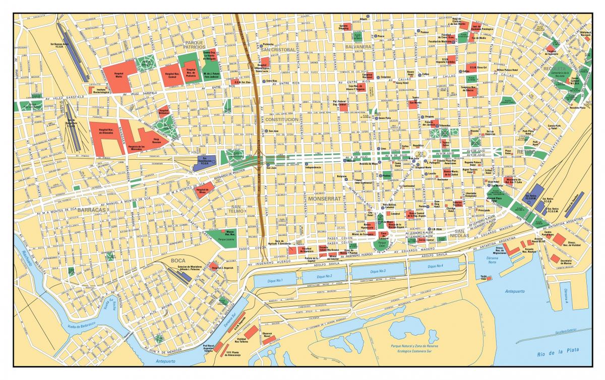 Mapa del centro de la ciudad de Buenos Aires