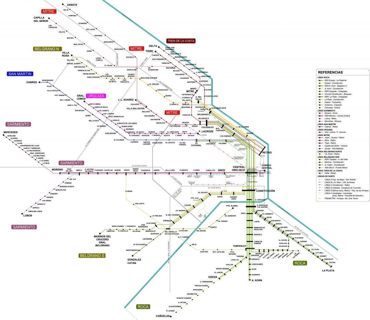 Mapa de las estaciones de tren de Buenos Aires
