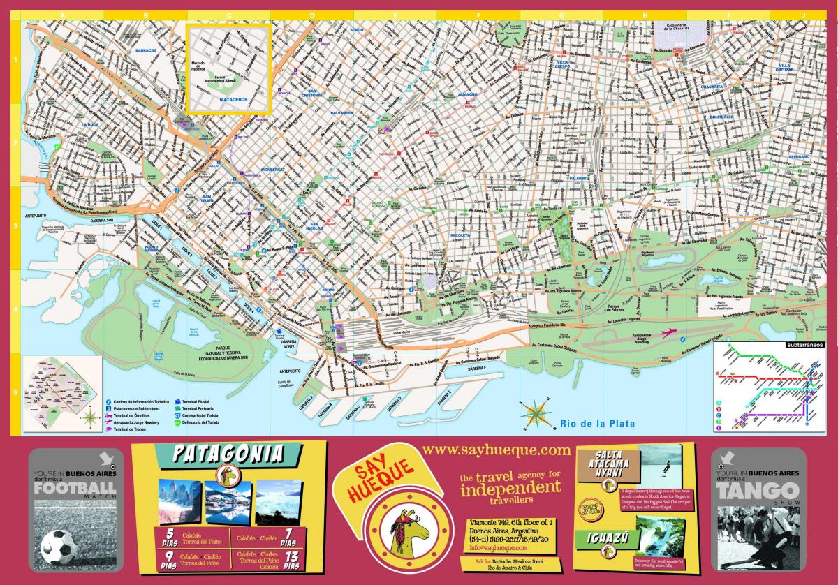Mapa de los recorridos a pie de Buenos Aires