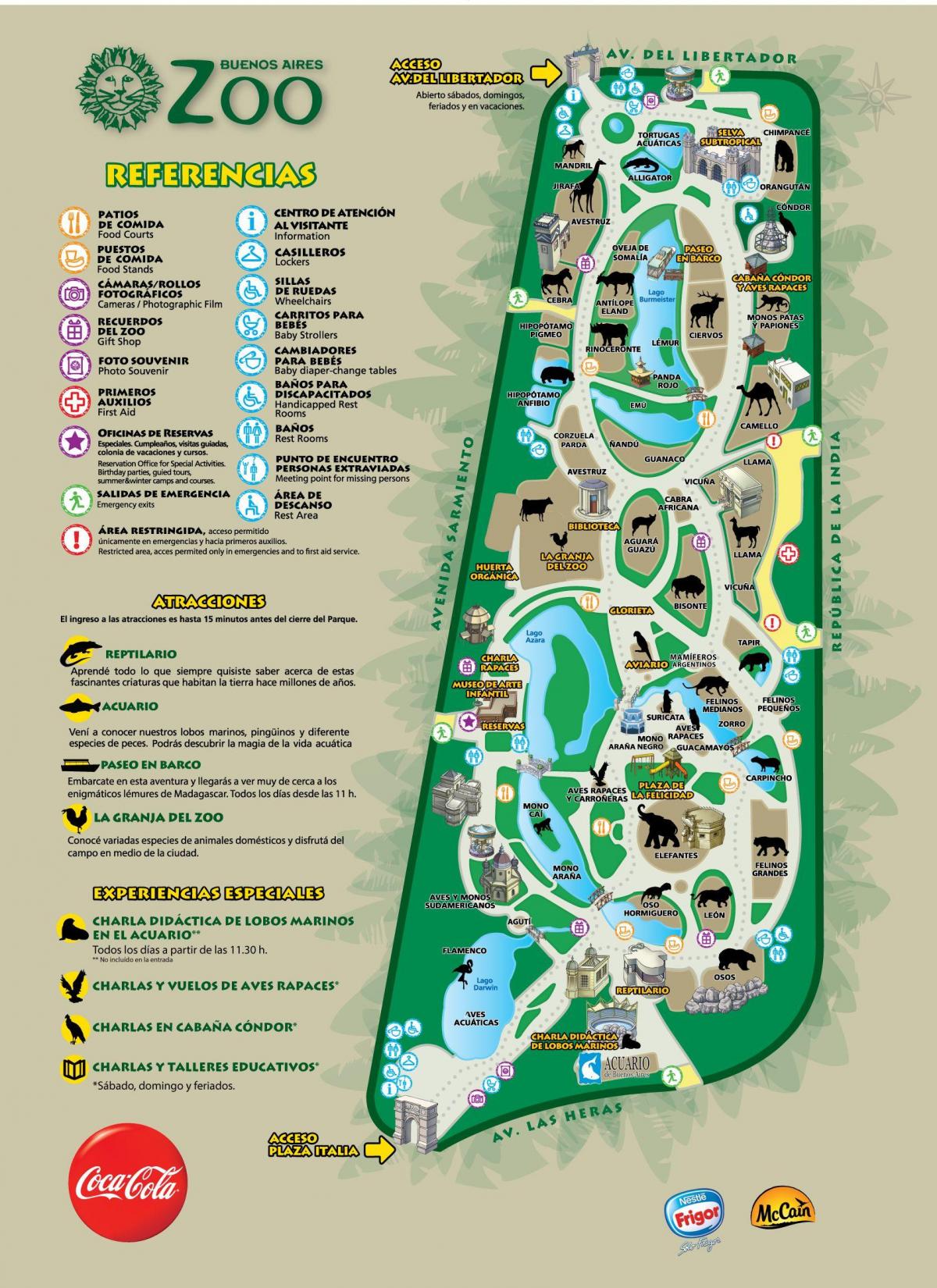 Mapa del parque zoológico de Buenos Aires